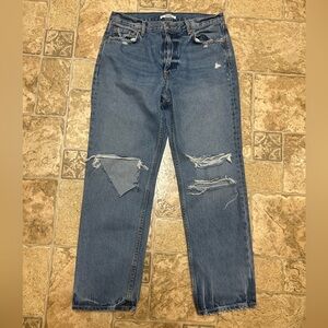 GRLFRND Helena Distressed Straight Leg Jeans